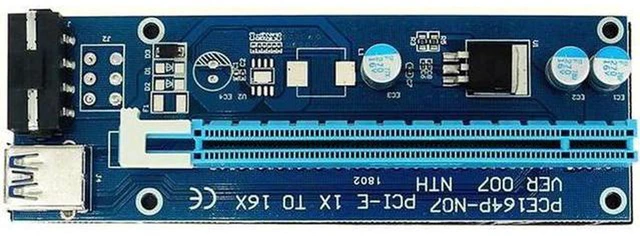 Alt view image 4 of 5 - AJMRTC PCIe 1X to 16X GPU Riser Card, PCI Express Extension Adapter with 4Pin IDE Power Connector & USB3.0 Data Cable for Graphics Card Mining, Open Frame PC Build