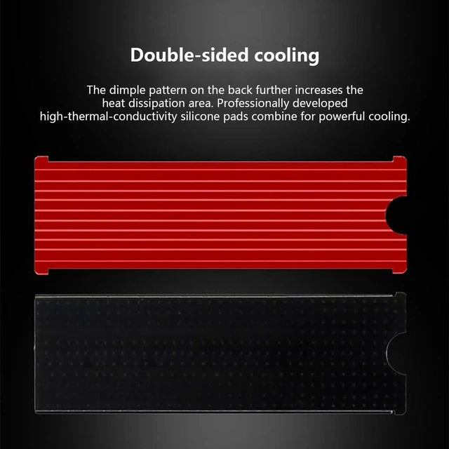 Alt view image 5 of 7 - AJMRTC M.2 2280 SSD Heatsink, Ultra-Thin Double-Sided Cooling Radiator, for NVMe NGFF Dual Protocol M.2 SSD, Red, Thermal Cooler for PC Desktop PS5