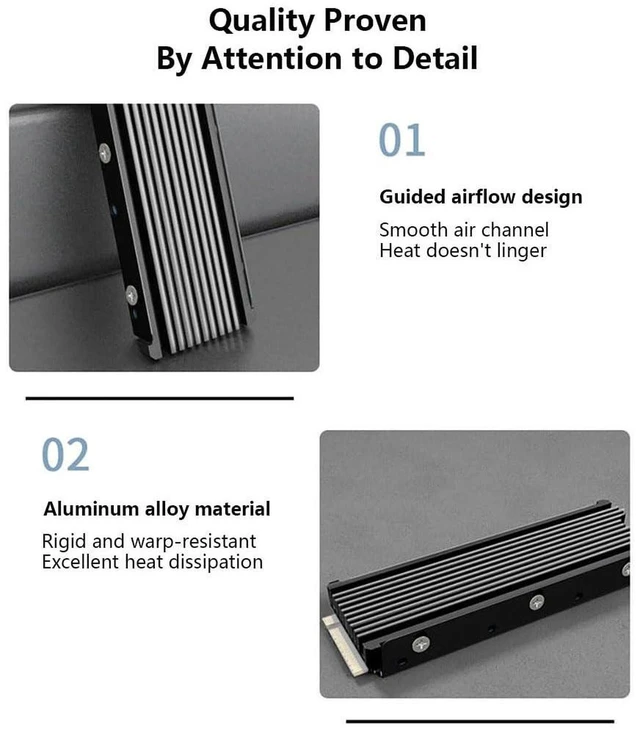 Alt view image 3 of 7 - AJMRTC M.2 2280 SSD Heatsink, Ultra-Thin Double-Sided Cooling Radiator, for NVMe NGFF Dual Protocol M.2 SSD, Red, Thermal Cooler for PC Desktop PS5