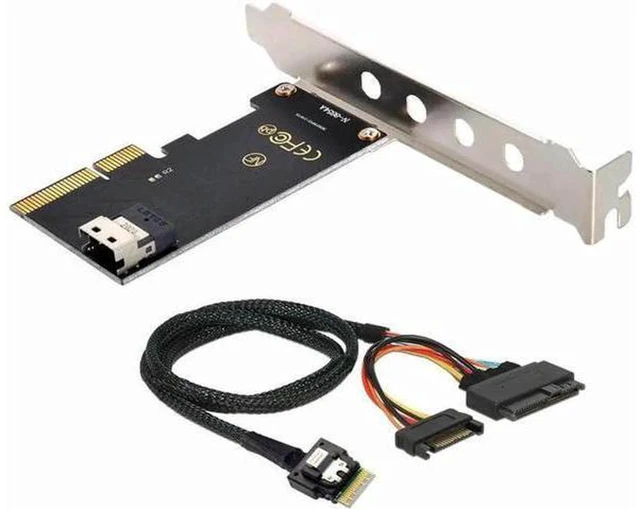 Alt view image 4 of 6 - AJMRTC SF-025+104 PCIe 3.0 4.0 to SFF-8654 Slimline SAS Adapter Kit, SFF-8654 to U.2 SFF-8639 NVMe SSD Expansion Card with Cable for Motherboard Storage Upgrade
