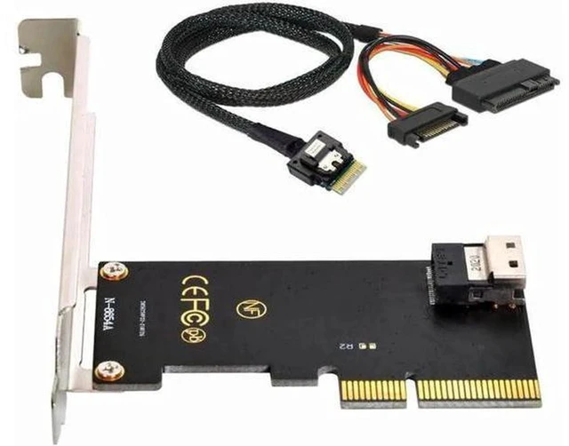 Alt view image 3 of 6 - AJMRTC SF-025+104 PCIe 3.0 4.0 to SFF-8654 Slimline SAS Adapter Kit, SFF-8654 to U.2 SFF-8639 NVMe SSD Expansion Card with Cable for Motherboard Storage Upgrade