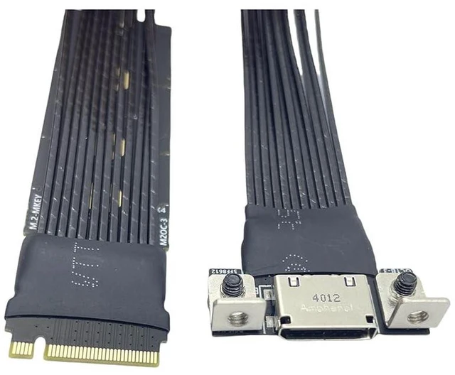 Alt view image 6 of 6 - AJMRTC M.2 NVMe M-Key to OCuLink 4i SFF-8611 Extension Cable, PCIe 4.0 X4, Backward PCIe Gen3, Compatible with T10 SAS-4 SFF-8612, 10cm High Speed Transfer Cable