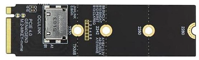 Main image of AJMRTC TKM8 M.2 M-Key to OCuLink SFF-8612 Female Bridge Card, PCIe 4.0 X4 Adapter, for NVMe U.2 SSD and External Graphics eGPU Dock, Horizontal OCuLink Port