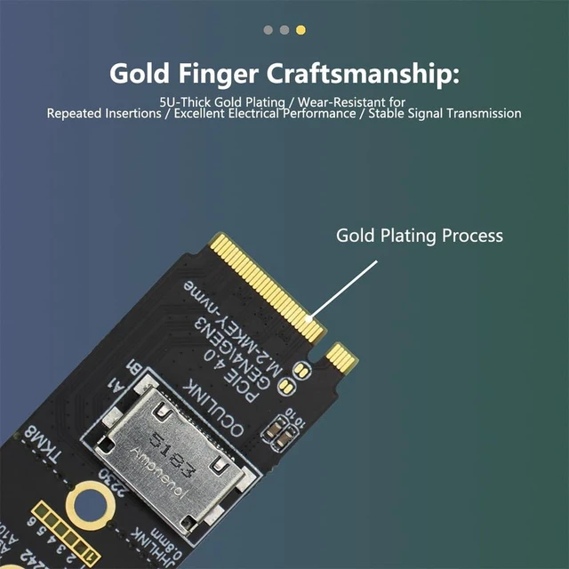 Alt view image 7 of 7 - AJMRTC TKM8 M.2 M-Key to OCuLink SFF-8612 Female Bridge Card, PCIe 4.0 X4 Adapter, for NVMe U.2 SSD and External Graphics eGPU Dock, Horizontal OCuLink Port