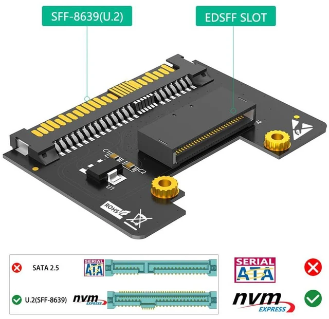 Alt view image 6 of 7 - AJMRTC EDSFF E1.S to U.2 SFF-8639 Carrier Adapter Card, NVMe Ruler 1U Short E1.S SSD Converter, Compatible with GEN-Z EDSFF E1.S Enterprise SSD