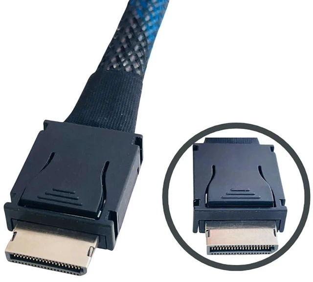 Alt view image 5 of 7 - AJMRTC PCIe 4.0 X4 SFF-8611 to SFF-8611 Extension Cable, OCuLink 4i Full-Function Cable, 24Gbps SAS-4 Compatible High-Speed Cable, 50cm