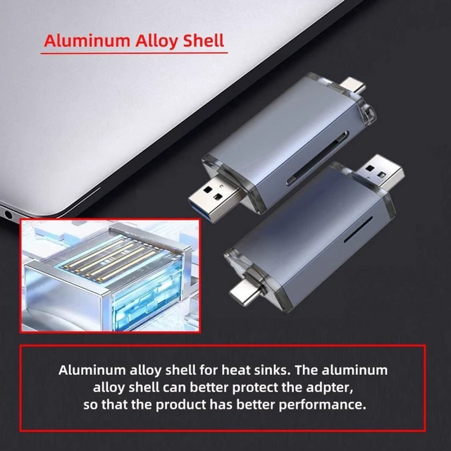 Alt view image 7 of 7 - AJMRTC UHS-II SD4.0 Card Reader, 2 in 1 USB A & Type-C 5Gbps Memory Card Adapter, Support SDHC SDXC Micro SD Micro SDHC Micro SDXC, Simultaneous Dual Card Read for Camera Laptop
