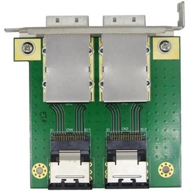 Alt view image 5 of 7 - AJMRTC SF-035 Dual Port Mini SAS Breakout Adapter Board, SFF-8088 External to Dual SFF-8087 36Pin Female Converter, Mini SAS PCBA for Server HBA RAID Storage Connection