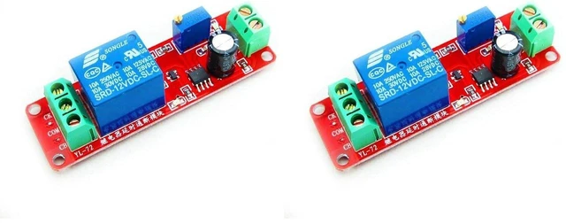 Main image of AJMRTC NE555 DC 12V Adjustable Delay Timer Relay Module, 0-10 Second Time Delay Switch Control Board, 2 Pack Timer Trigger Module for Automotive, Circuit Automation, DIY Electronic Project