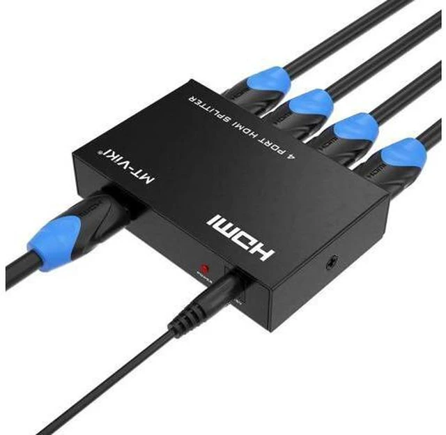 Main image of AJMRTC 4K HDMI Splitter 1 In 4 Out, 1x4 4 Port Powered HDMI Distribution Box with AC Adapter, Duplicate Video Audio Signal for TV, Monitor, Projector, Conference Display