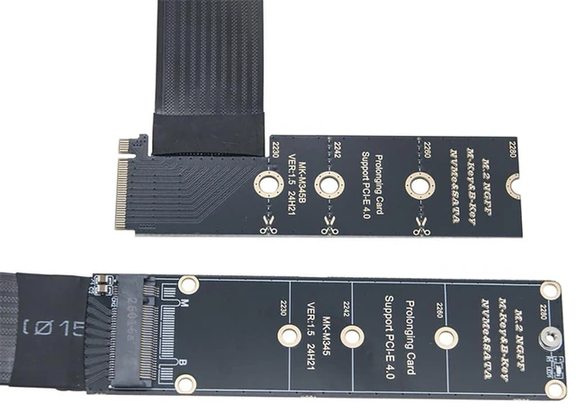 Alt view image 4 of 6 - AJMRTC M.2 M Key B Key B+M Key NGFF SSD Extension Cable PCIe 4.0 X4 64Gbps High Speed NVMe Extender Cable, Angled Version 30CM, Compatible with 2230 2242 2260 2280 NVMe SATA NGFF SSD for Desktop PC