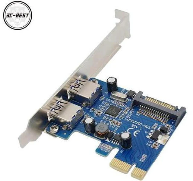Alt view image 3 of 4 - AJMRTC 2 Port USB3.0 PCIe Expansion Card Adapter, PCI Express X1 to USB 3.0 with Front Panel Expansion Bay Kit, Model PCIN030, 5Gbps Super Speed for Desktop PC
