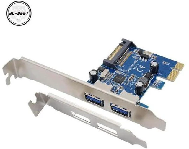 Alt view image 2 of 4 - AJMRTC 2 Port USB3.0 PCIe Expansion Card Adapter, PCI Express X1 to USB 3.0 with Front Panel Expansion Bay Kit, Model PCIN030, 5Gbps Super Speed for Desktop PC
