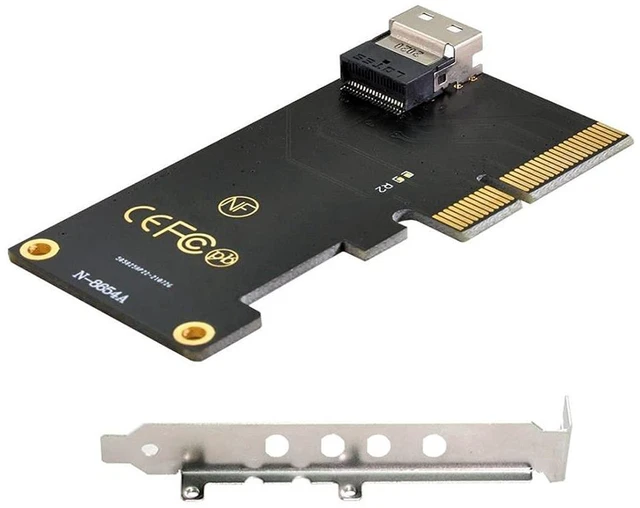 Alt view image 5 of 7 - AJMRTC PCIe 4.0 X4 to Slimline SAS SFF-8654 Adapter Card, with 120mm Bracket, Connect SFF-8654 to U.2 SFF-8639 NVMe SSD for Motherboard Workstation Server Storage Upgrade