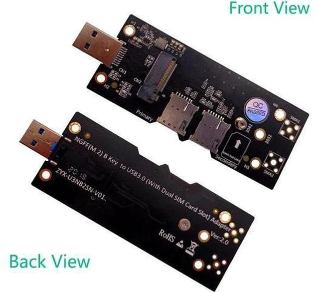 Alt view image 5 of 5 - AJMRTC NGFF M.2 B Key to USB3.0 Expansion Adapter Card, with Dual NANO SIM Card Slot for 3G 4G LTE 5G WWAN Wireless Module