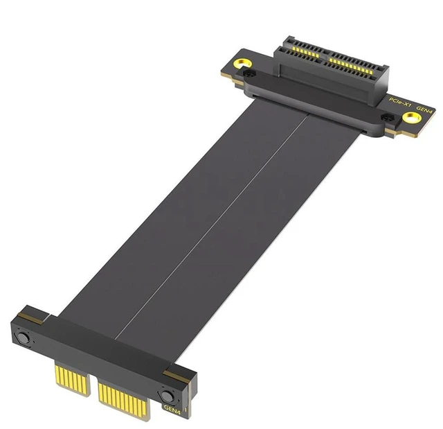 Main image of AJMRTC PCIe 4.0 X4 Dual Vertical 90 Degree Extension Riser Cable, Gen4 8Gbps Per Lane, 10CM, Compatible with 1U 2U ATX BTX Chassis for PCIe Expansion Card Relocation