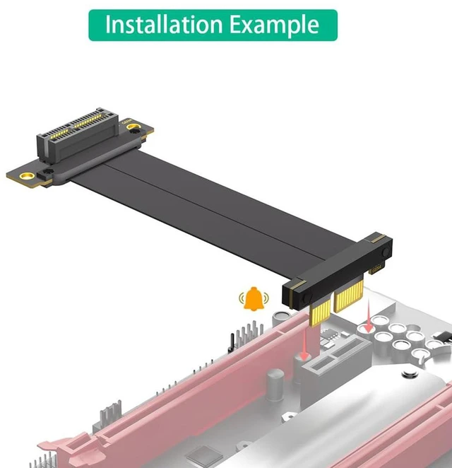 Alt view image 6 of 7 - AJMRTC PCIe 4.0 X4 Dual Vertical 90 Degree Extension Riser Cable, Gen4 8Gbps Per Lane, 10CM, Compatible with 1U 2U ATX BTX Chassis for PCIe Expansion Card Relocation