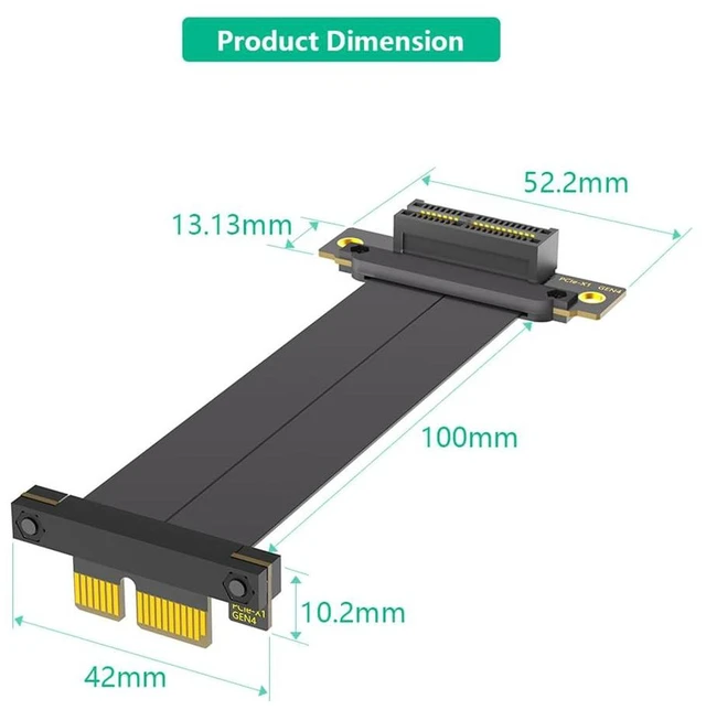 Alt view image 2 of 7 - AJMRTC PCIe 4.0 X4 Dual Vertical 90 Degree Extension Riser Cable, Gen4 8Gbps Per Lane, 10CM, Compatible with 1U 2U ATX BTX Chassis for PCIe Expansion Card Relocation