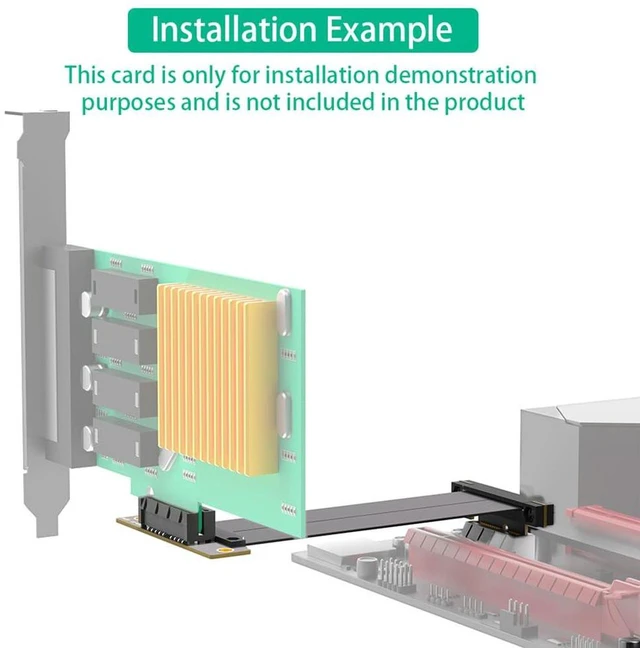 Alt view image 3 of 7 - AJMRTC PCIe 4.0 X4 Dual Vertical 90 Degree Extension Riser Cable, Gen4 8Gbps Per Lane, 10CM, Compatible with 1U 2U ATX BTX Chassis for PCIe Expansion Card Relocation