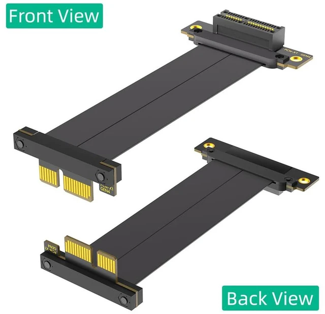 Alt view image 4 of 7 - AJMRTC PCIe 4.0 X4 Dual Vertical 90 Degree Extension Riser Cable, Gen4 8Gbps Per Lane, 10CM, Compatible with 1U 2U ATX BTX Chassis for PCIe Expansion Card Relocation