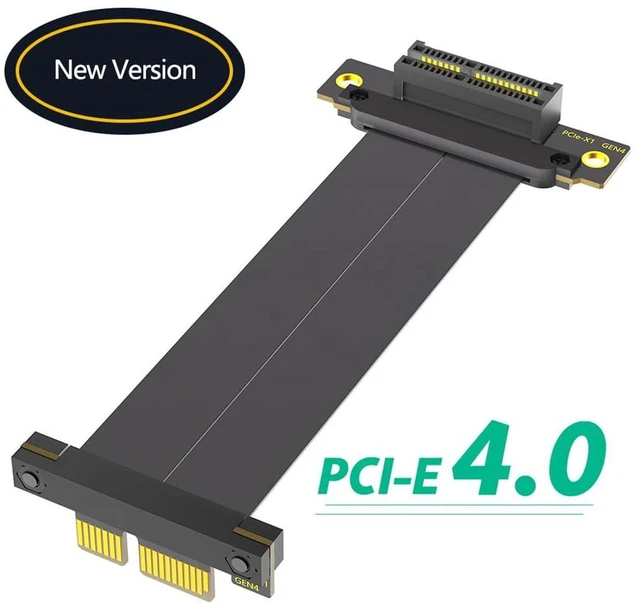 Alt view image 5 of 7 - AJMRTC PCIe 4.0 X4 Dual Vertical 90 Degree Extension Riser Cable, Gen4 8Gbps Per Lane, 10CM, Compatible with 1U 2U ATX BTX Chassis for PCIe Expansion Card Relocation