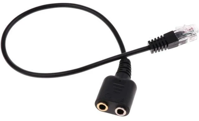 Alt view image 6 of 6 - AJMRTC RJ9 Call Center Telephone Headset with Microphone, includes Dual 3.5mm to RJ9 Adapter Cable, Noise Cancelling Mono Headphone for Office Call Center Customer Service