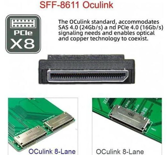 Alt view image 4 of 7 - AJMRTC SF-053 OCuLink SFF-8611 8-Lane X8 to Dual U.2 SFF-8639 X4 NVMe SSD Breakout Cable 50cm, PCIe 4.0 High Speed Active Data Cord for Server Workstation Storage Backplane