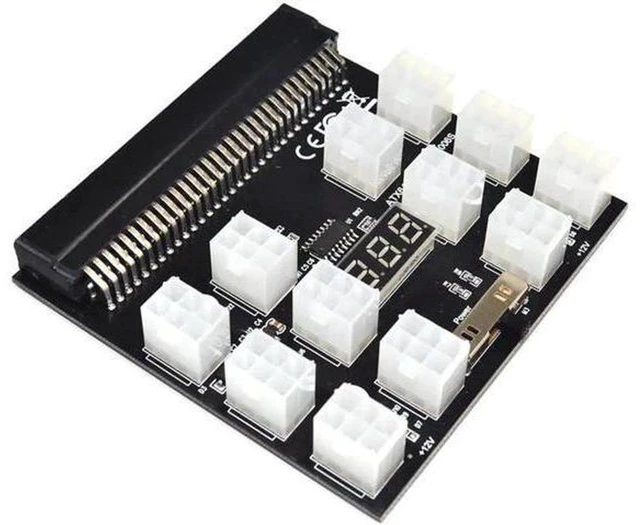 Main image of AJMRTC 12 x 6Pin PCI-E Power Supply Breakout Board Adapter, 12V Server PSU Distribution Converter for BTC ETH Ethereum Mining Rig Antminer GPU Power Expansion