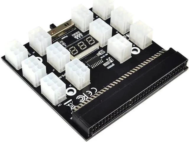 Alt view image 3 of 5 - AJMRTC 12 x 6Pin PCI-E Power Supply Breakout Board Adapter, 12V Server PSU Distribution Converter for BTC ETH Ethereum Mining Rig Antminer GPU Power Expansion