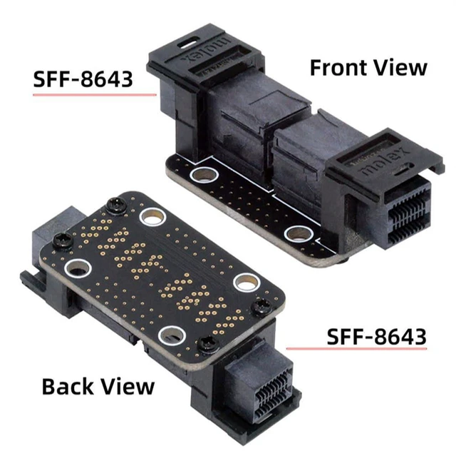 Alt view image 2 of 7 - AJMRTC Mini SAS HD PCIe 4.0 SFF-8643 Female to Female PCBA Coupler Adapter Extender, SlimSAS SFF8643 Direct Signal Repeater Board for Server Workstation NVMe Storage Backplane