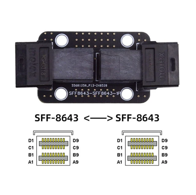 Alt view image 4 of 7 - AJMRTC Mini SAS HD PCIe 4.0 SFF-8643 Female to Female PCBA Coupler Adapter Extender, SlimSAS SFF8643 Direct Signal Repeater Board for Server Workstation NVMe Storage Backplane