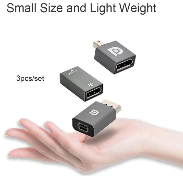 Alt view image 2 of 7 - AJMRTC 3 Pack Mini DP Male to DP Female 90 Degree Adapter, DisplayPort 1.2 4K@60Hz Ultra HD Extension Connector for Laptop PC Monitor TV Projector