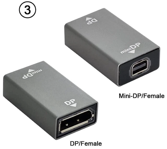 Alt view image 5 of 7 - AJMRTC 3 Pack Mini DP Male to DP Female 90 Degree Adapter, DisplayPort 1.2 4K@60Hz Ultra HD Extension Connector for Laptop PC Monitor TV Projector