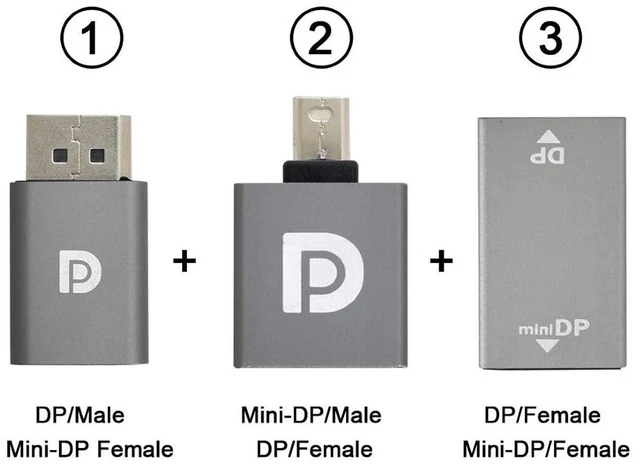 Alt view image 6 of 7 - AJMRTC 3 Pack Mini DP Male to DP Female 90 Degree Adapter, DisplayPort 1.2 4K@60Hz Ultra HD Extension Connector for Laptop PC Monitor TV Projector