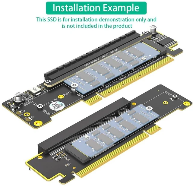 Alt view image 6 of 7 - AJMRTC Dual NVMe M.2 M-Key PCIe 4.0 X16 Adapter Card, Support PCIe X8 X4X4 Bifurcation Motherboard, 2 Port M.2 NGFF M-Key NVMe SSD Expansion Card for Desktop Workstation