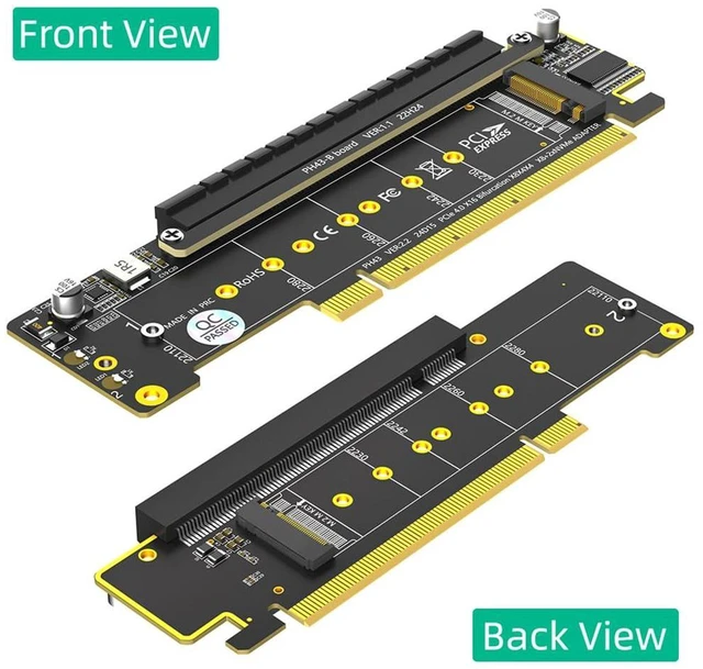 Alt view image 5 of 7 - AJMRTC Dual NVMe M.2 M-Key PCIe 4.0 X16 Adapter Card, Support PCIe X8 X4X4 Bifurcation Motherboard, 2 Port M.2 NGFF M-Key NVMe SSD Expansion Card for Desktop Workstation