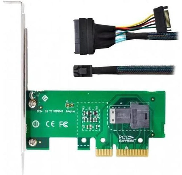 Alt view image 3 of 7 - AJMRTC PCIe 3.0 4.0 X4 Adapter Card, PCI Express to SFF-8643, U.2 U2 SFF-8639 NVMe SSD Expansion Card for Server Workstation NAS NVMe Storage Upgrade