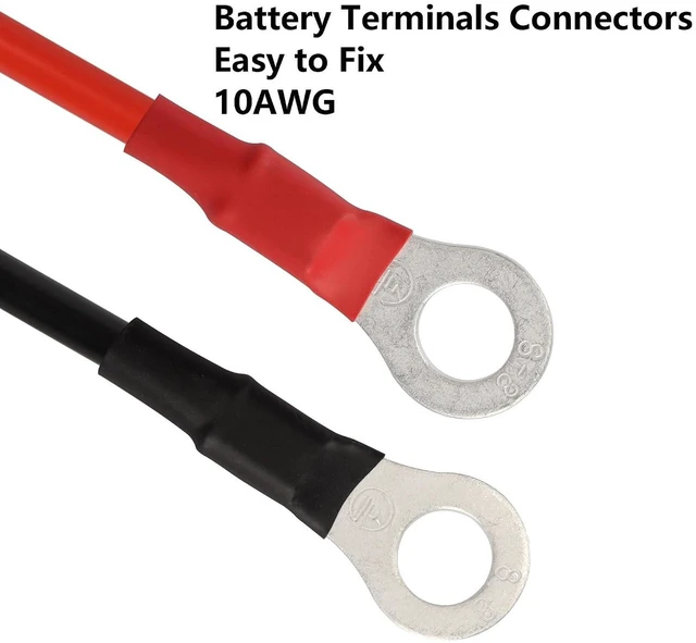 Alt view image 2 of 5 - AJMRTC 3.3FT 10AWG M8 Ring Terminal Cable, 1 Pair 12V 24V Battery Wire, Heavy Gauge Copper Cable for Car Motorcycle Solar Inverter Battery Connection