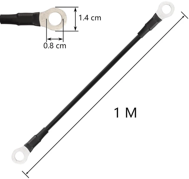 Alt view image 5 of 5 - AJMRTC 3.3FT 10AWG M8 Ring Terminal Cable, 1 Pair 12V 24V Battery Wire, Heavy Gauge Copper Cable for Car Motorcycle Solar Inverter Battery Connection