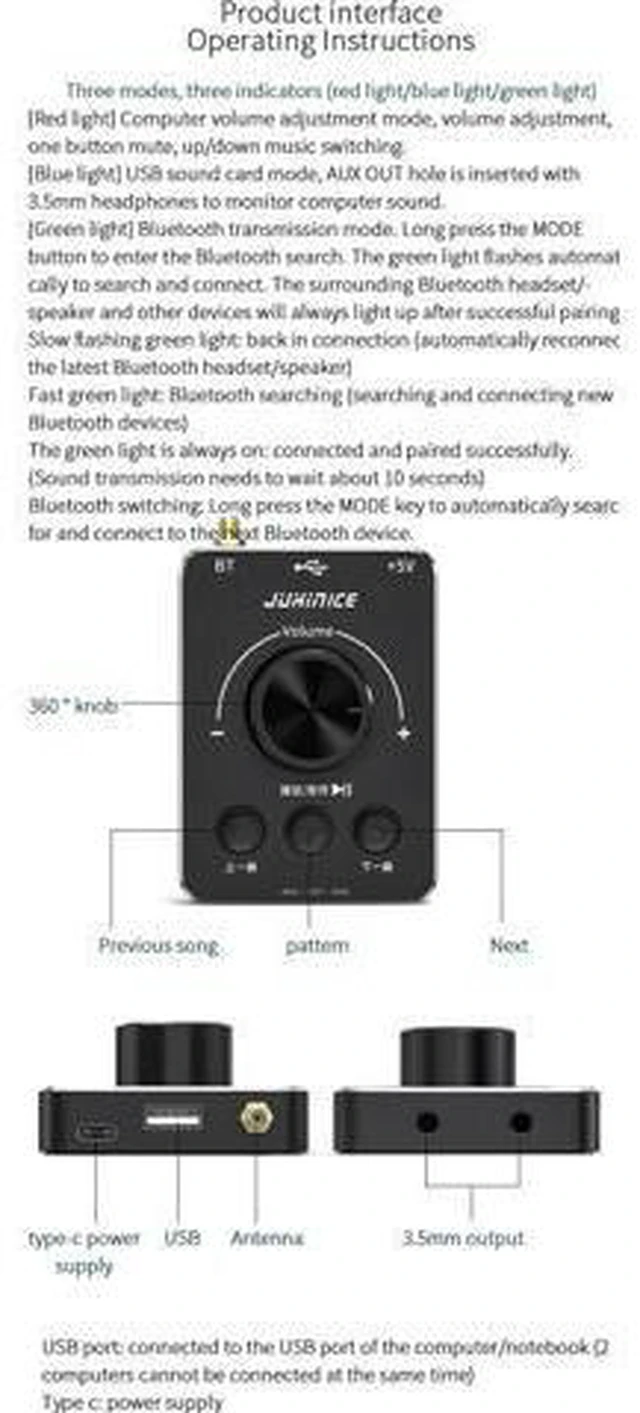 Alt view image 5 of 5 - AJMRTC USB Bluetooth 5.1 Audio Adapter for PC Computer, Wireless Bluetooth Transceiver Dongle, Connect Headset Earphone Mic, Low Latency for Gaming, Video Call, Music