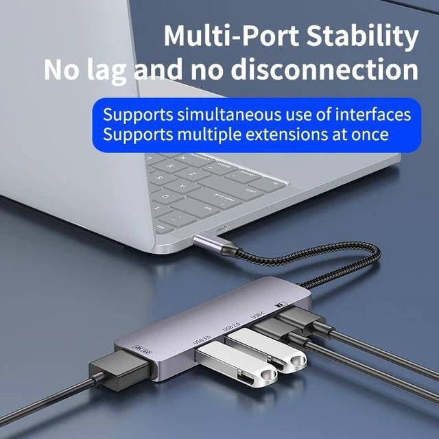 Alt view image 2 of 7 - AJMRTC 5 in 1 USB-C Multiport Docking Station, USB 3.0 5Gbps Hub, 4K@60Hz HDMI Output, Screen Mirroring Multiport Adapter for Laptop, PC, Type-C Devices