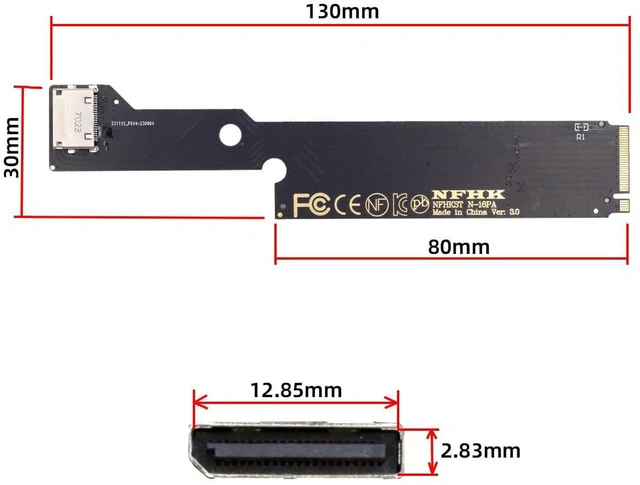Alt view image 5 of 7 - AJMRTC M.2 M-Key PCIe 3.0 to OCuLink SFF-8612 SFF-8611 Host Adapter, PCIe x4 Expansion Board for External Graphics Card eGPU, NVMe SSD, Laptop Desktop Upgrade