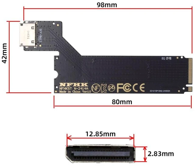 Alt view image 5 of 7 - AJMRTC M.2 M-Key PCIe 4.0 to OCuLink SFF-8612 SFF-8611 Host Adapter, Custom Fit for 2024 ThinkBook 14+ AMD 8845H, For External eGPU Graphics Card & NVMe SSD Expansion