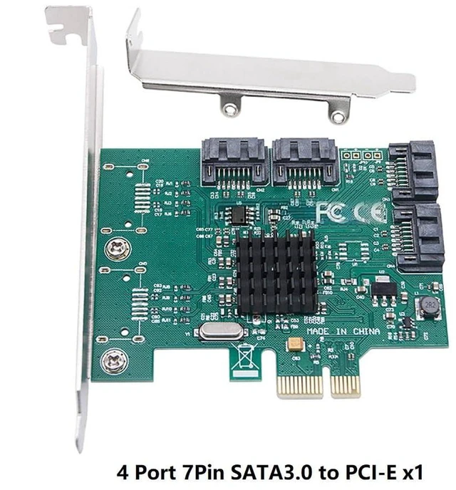 Alt view image 5 of 5 - AJMRTC 4 Port SATA 3.0 to PCIe x1 Expansion Card, 7Pin SATA III Controller Adapter, 5Gbps Speed, for Desktop HDD SSD IPFS Storage Expansion