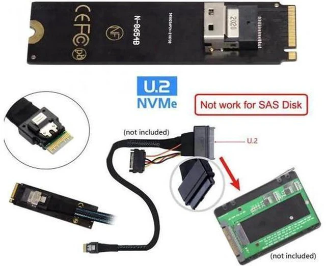 Alt view image 6 of 7 - AJMRTC SF-013+104 NGFF M-Key NVMe to SFF-8654 Slimline SAS Adapter with SFF-8639 U.2 Cable, PCIe 4.0/3.0 x4 Converter for Server Workstation NVMe Storage