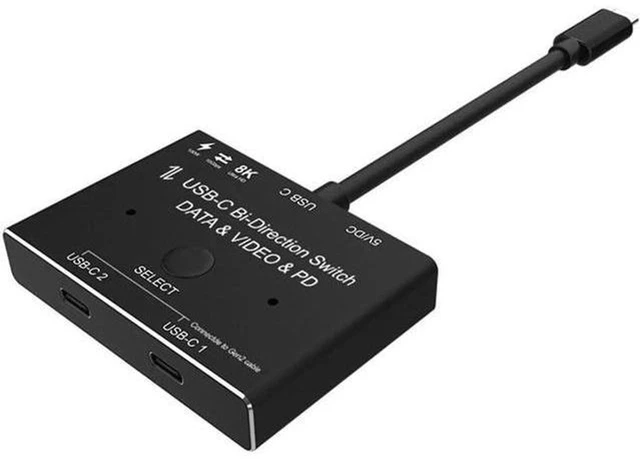 Alt view image 4 of 6 - AJMRTC Bi-Directional USB 3.1 Type-C KVM Switch, 1x2 Splitter / 2x1 Video Data Switcher, 8K@30Hz USB-C Selector for Laptop Tablet Monitor Shared Control