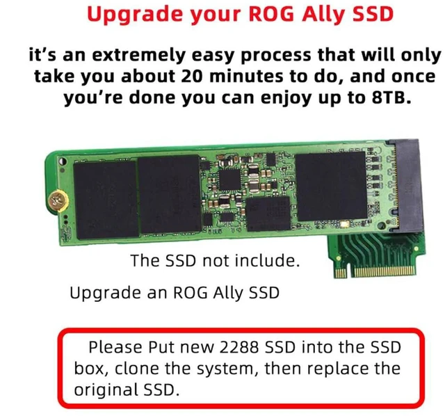 Alt view image 6 of 7 - AJMRTC Angled M-Key 2230 to 2280 NVMe SSD Extension Adapter, 90-Degree NGFF PCIe 4.0 x4 SSD Upgrade Converter for ROG Ally Handheld Game Console Storage Mod