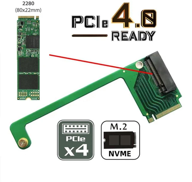 Alt view image 7 of 7 - AJMRTC Angled M-Key 2230 to 2280 NVMe SSD Extension Adapter, 90-Degree NGFF PCIe 4.0 x4 SSD Upgrade Converter for ROG Ally Handheld Game Console Storage Mod