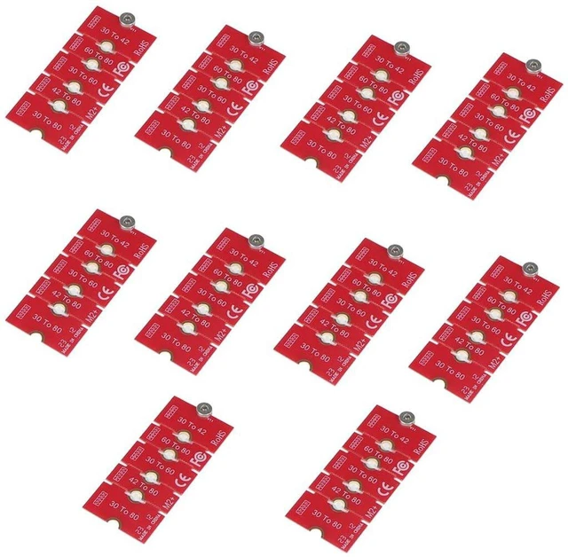 Main image of AJMRTC M2PLUS M.2 NVMe SSD Length Extension Adapter, 2230 2242 2260 to 2280 Size Converter Bracket, NGFF M-Key Extender Compatible with M.2, U.2, M3, M.3 SSD, Pack of 10