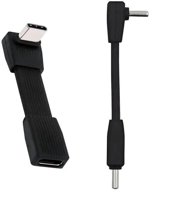 Main image of AJMRTC 2 Pack Short Flat USB4 Type-C Cable, 90 Degree Angled USB-C Male to Male / Male to Female Extension Cord, 80Gbps Data, 8K@60Hz Video, PD 240W Fast Charge, 2.01 Inch & 2.64 Inch Length, Black